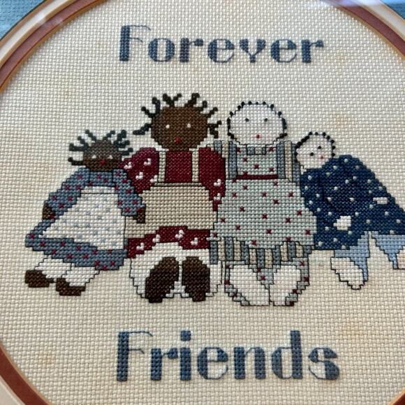 Vintage Forever Friends Handmade Needlepoint Cross Stitch, Matted & Framed - Picture 7 of 9